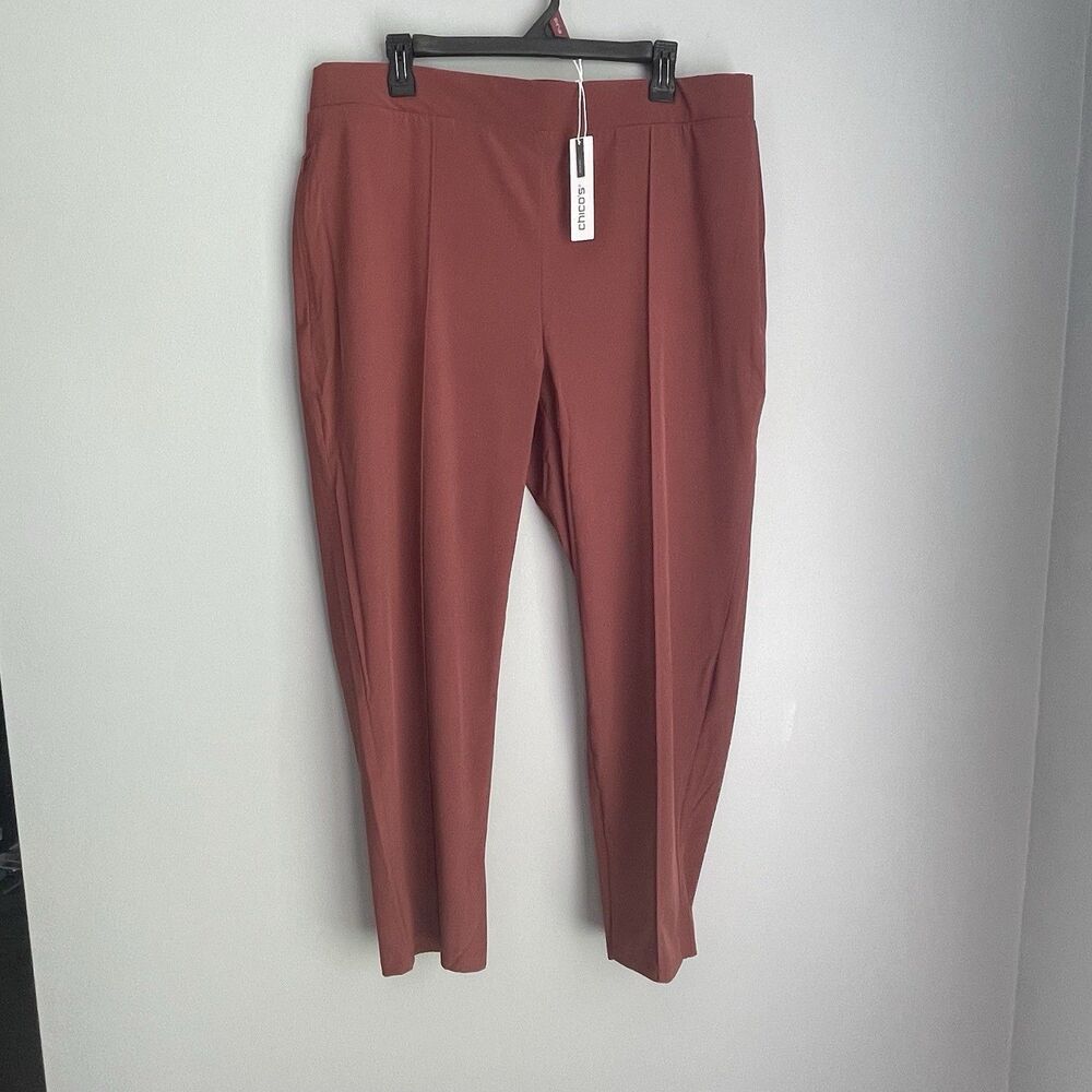 NEW Chico's UPF Pintuck Pants Neema Womens Sz 3R US 16R Brown Comfort Travel